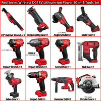 Grande réduction, nouveaux arrivages, Milwaukee FUEL 18V M18, outillage sans fil avec 5 batteries Li-Ion de 5,0 Ah, kits combinés 20 en 1, ensemble d'outils de 21 pièces