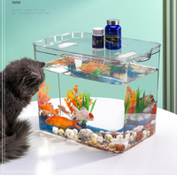 Poisson petit aquarium autonettoyant de bureau remplacement gratuit unique bol d'aquarium en plastique transparent fournisseur mini pisciculture paresseuse