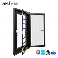 Ventana Lateral Abatible de Aluminio KSA con Malla de Acero Inoxidable, Ventanas Corredizas Modernas de Aluminio con Doble Acristalamiento para Casa
