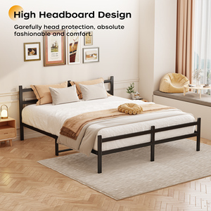 Modern Siyah Metal Platform Yatak Çerçevesi Ağır Hizmet Tipi Çoklu Boyutlar Tek Kişilik, Çift Kişilik, Kraliçe Yatak, Tek Kişilik Yatak Odası Kullanımı Hızlı Teslimat - Product Image 2
