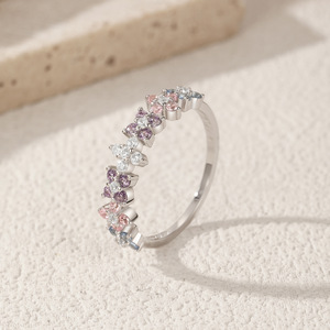 S925 <b>Silver</b> <b>Statement</b> <b>Ring</b> for Women Colorful Zircon Eternity Dainty Butterfly Cut Stackable Band <b>Ring</b> - Product Image 3