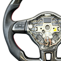 Volant en cuir personnalisé avec fibre de carbone et marque de centre rouge pour Volkswagen VW Golf 6 Golf 7 Passat CC Polo Tiguan Touareg MK6