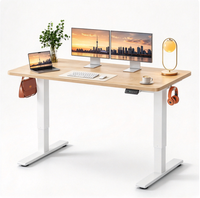 Bureau électrique assis-debout avec plateau monobloc, contrôle de la mémoire et crochets de réglage de la hauteur, idéal pour le télétravail