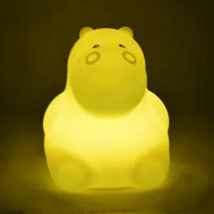 <span class=keywords><strong>Veilleuse</strong></span> hippopotame mignonne pour chambre d'enfant de bébé avec lampe de chevet à LED avec couleurs RVB variables avec télécommande tactile - Product Image 3