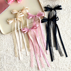Dulce cinta Bowknot pinzas para el cabello accesorios para niñas Color sólido lindo moda Fancinators pinzas para el cabello encaje para mujeres damas - Product Image 1