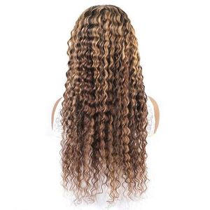 13x4 HD Transparent Lace Front <b>Wig</b> Burmese Curly Human Hair Remy 16-32 Inch Brown Blonde for Women - Product Image 6