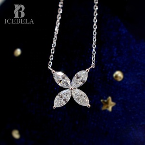 Joyería fina de moda única, chapado en oro de 18 quilates, Plata de Ley 925, trébol de cuatro hojas, collares con colgante de circón para niñas - Product Image 3