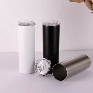 Customizable 20oz White Blank Sublimation Double Walled Stainless Steel Straight Tumbler <b>with</b> Lids and <b>Straw</b> for - Product Image 2