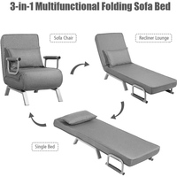 Sillón Futón para Sala de Estar, Dormitorio o Balcón, Sillón Individual Convertible 3 en 1, Sofá Cama Plegable, Cama, Schlafsofa