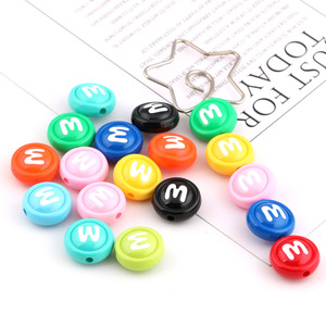 Acrylic Flat Round <b>Beads</b> With M Letter For Jewelry Making DIY Accessories Colorful Plastic Resin <b>Loose</b> <b>Beads</b> - Product Image 4