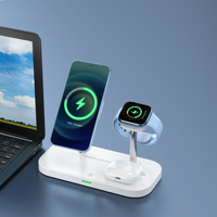 Chargeur sans fil de bureau 3 en 1, chargeur magnétique 15W, veilleuse, chargeur rapide avec support pour iPhone pour téléphone portable