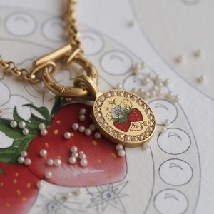 Collar de Fresa con Colgante de Zirconia en Oro de 18K para Mujer, Estilo Moderno, Acero Inoxidable, Corte Princesa, Regalo para Fiesta de Verano o Aniversario - Product Image 2