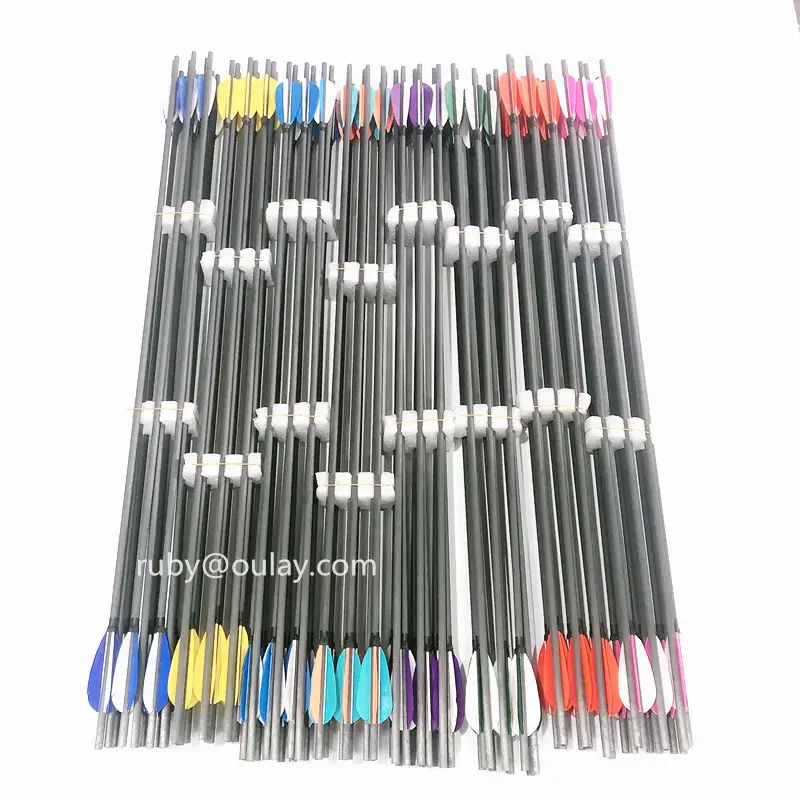 0.002~0.004 straightness pure carbon arrows with 4pcs turkey fletchings horseback shooting 100% Pure Carbon arrows