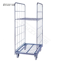 Chariot de transport et de stockage à quatre roues pour supermarché, avec cage en treillis métallique roulante