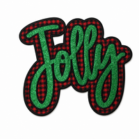 Patch brodé en feutre à motifs de Noël festifs, style écriture scintillante, à appliquer sur tissu écossais Buffalo, thermocollant ou à coudre, pour les fêtes de Noël, fabrication OEM