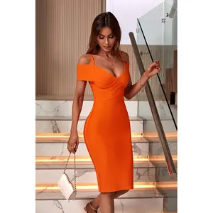 Promotion Best Selling Short Sleeve Spaghetti Strap Club Dress Bodycon Short Women Yellow 2021 Sexy Club Dresses for Night Clubs