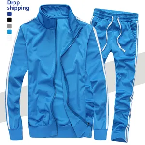 Custom Logo Mens Suits Slim Fit Wholesale Blank Sweatsuit Jogging Suits Sportswear Running Gym Polyester Tracksuits Sets For Men