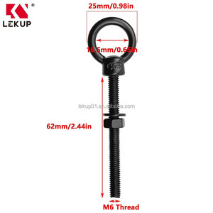 Écrous à œil filetés M6 robustes avec rondelles et écrous, noirs, en acier inoxydable 304, pour levage - Product Image 2