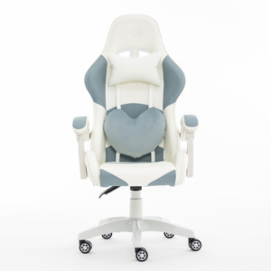 Chaise de bureau ergonomique en cuir PU ajustable en hauteur pour filles Chaise de jeu Racing PC rose - Product Image 4