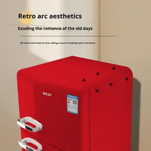 ตู้เย็นเยอรมัน MESG สีแดง รุ่นวินเทจ ขนาดเล็กสำหรับใช้ในบ้าน ยอดนิยมทางอินเทอร์เน็ต ระดับไฮเอนด์ แบบสองประตู เงียบ เหมาะสำหรับอพาร์ทเมนต์ - Product Image 3