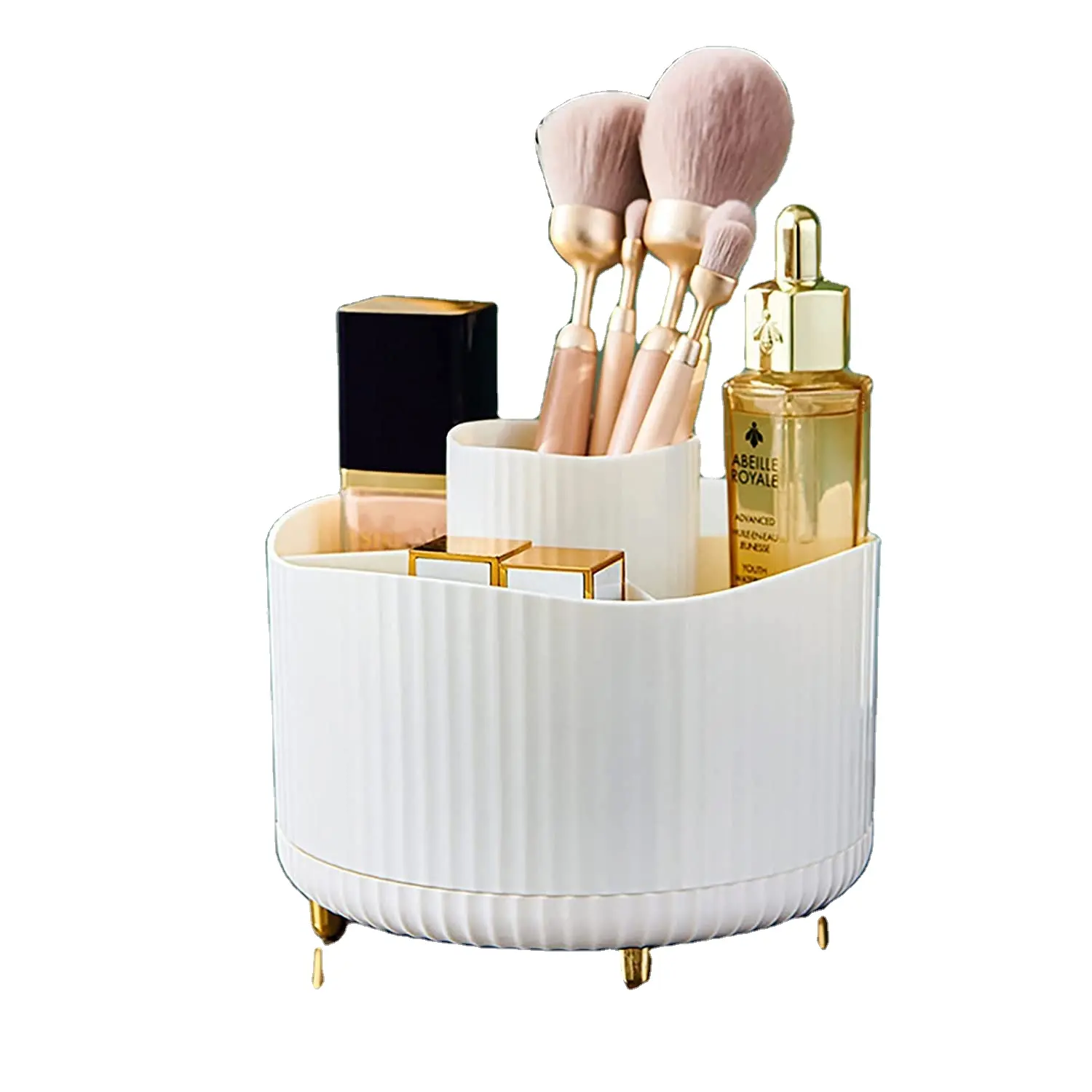 Rotating Makeup Brush Holder Cosmetic Brushes Organizer with 5 slots for for Cosmetics, Bathroom