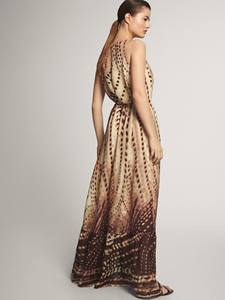 Nuovo Stile Abito Lungo da Donna Europeo e Americano con Scollo a V Profondo, Spalline Irregolari e Stampa - Product Image 3