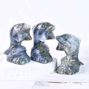 Wholesale High Quality Spiritual Product Healing Crystal Craft Gemstone Moss Agate <strong>Dolphin</strong> for Home Decoration - Product Image 1