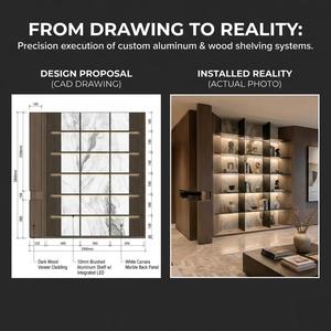Scaffale a Parete Modulare di Lusso Moderno e Minimalista in Alluminio Metallico Personalizzato con Luce a LED <span class=keywords><strong>per</strong></span> Soggiorno e Ufficio - Product Image 2