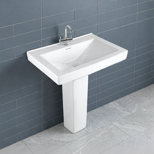Vistaar Colorful Printed Square Ceramic Pedestal Wash Basin Elegant Modern Bathroom Lavabo - Product Image 4