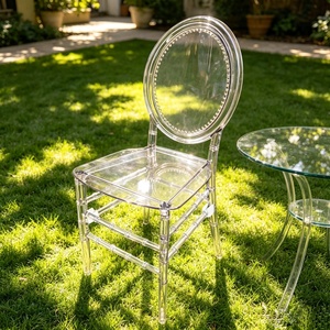 Muebles de comedor de plástico transparente apilable, silla <span class=keywords><strong>Charivari</strong></span>, silla de boda Brida acrílica de estilo elegante con respaldo redondo - Product Image 3