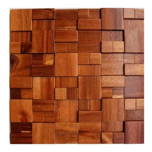 Big Wdge Solid Wood Mosaic Teak antique Classical Gold Block Texture Minimalist Indoor TV Background Wall