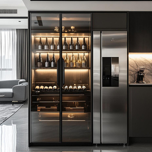 Modern Luxury Stainless Steel Wine Cabinet Bar Large Display Built in Cooler <b>Fridge</b> 2503192 Built in Wine Cooler Wine Display - Product Image 5