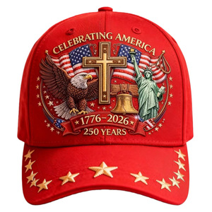 Celebrate America 250 Years Baseball Cap Unisex Cotton Canvas <b>Hat</b> With Cross And Eagle Design For Patriotic Events - Product Image 2