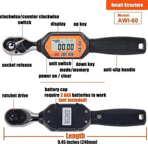 LANGSHUO AWM-7.38 Digital <b>Torque</b> Wrench <b>Set</b> 3/8 1/2 1/4 Angled Handheld 1 Year Warranty AWM-7 38 Digital <b>Torque</b> Wrench <b>Set</b> 1 Yea - Product Image 4