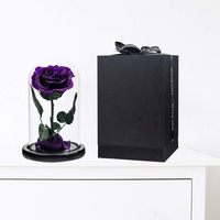 Getrocknete Ewige Rote Konservierte Rose im Großhandel mit Langem Stiel, Handgefertigt, Anpassbare Größe, Box mit Glaskuppel, für Muttertag und Abschlussfeier