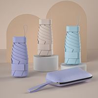 Parapluie portable léger et compact anti-UV à 6 plis avec étui rigide pour femme, format de poche, en alliage d'aluminium, moderne et promotionnel