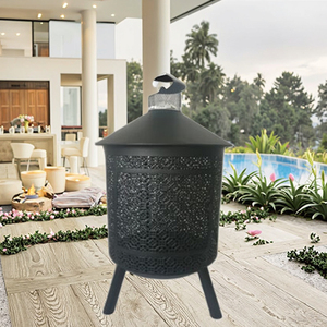 <span class=keywords><strong>Brasero</strong></span> <span class=keywords><strong>vertical</strong></span> GENO de conception cylindrique pour l'extérieur, foyer en métal haute température, autoportant, pour le camping et l'extérieur - Product Image 2