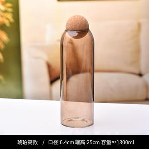 Kustomisasi 450ml 1300ml stoples penyimpanan kaca borosilikat tinggi gabus untuk tutup bola Amber biru untuk makanan untuk biji kopi - Product Image 2