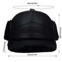 Gorro de invierno de cuero PU suave, gorra cálida y cómoda con orejeras para hombres mayores, gorra de béisbol gruesa para clima frío para ancianos