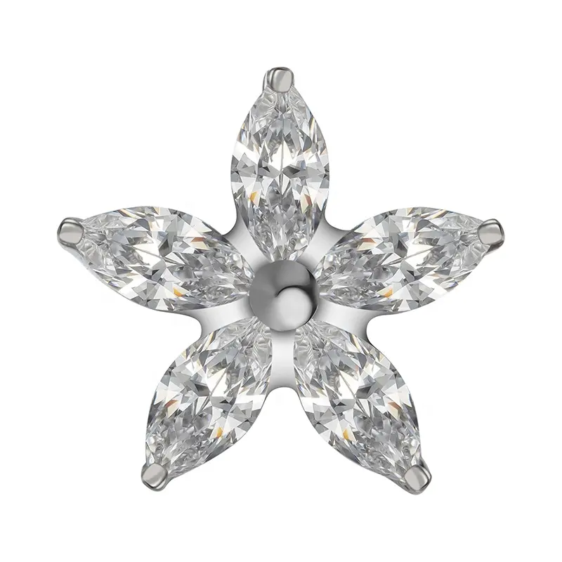 Giometal G23 Titanium Marquise Cluster Star End Body Sieraden Groothandel Tragus Daith Schelp Labret Draadloze Piercing Oorbellen