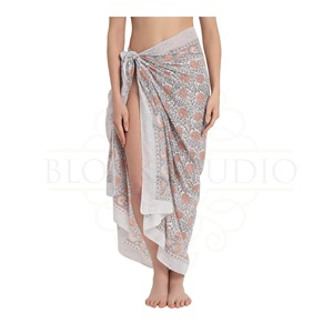 ผ้าซิ่นพิมพ์ลายมุกปะการังและสีเทาขี้เถ้าสำหรับผู้หญิง ผ้าคลุมบิกินี่น้ำหนักเบา เหมาะสำหรับใส่ไปชายหาดและรีสอร์ทในฤดูร้อน - Product Image 5