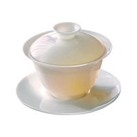 Service à thé Kung Fu en céramique haut de gamme, Gaiwan en céramique de jade gras de mouton, bol à thé en céramique traditionnel chinois Logo personnalisé