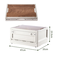 Boîte de rangement pliable pour coffre de voiture avec couvercle en bois, caisse pliable pour le camping en plein air et le rangement à domicile