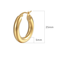 Boucles d'oreilles créoles tendance minimalistes pour femmes, plaquées or 18 carats, en acier inoxydable, bijoux de fête, articles de gros très demandés