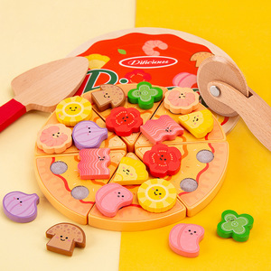 Jouet de cuisine en bois pour enfants, pour découper la pizza, jeu d'imitation, pour les 2-13 ans, éducation précoce, cognition - Product Image 2