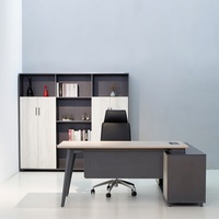 Ensemble de mobilier de bureau Meetco Classic MFC, bureau de direction moderne en forme de L, convertible, style bois massif, cadre en aluminium, fil métallique