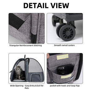 กระเป๋าเป้สะพายหลังแบบพับได้ระบายอากาศได้กระเป๋าใส่สัตว์เลี้ยงแบบมีล้อ4ล้อได้รับการรับรองจากสายการบินการเดินทางการเดินเขา - Product Image 6