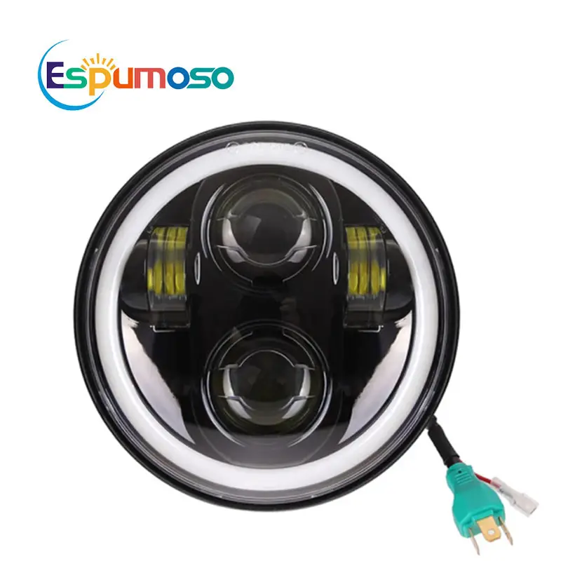 Epumoso Hàng Mới Về Đèn Pha 5.75Inch Cho Xe Jeep Phụ Tùng Ô Tô Mát Mẻ Xe Máy Thông Dụng 60W Màu Trắng Hổ Phách 12V 24V