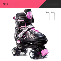 Patins à roulettes EACH pour enfants, quatre roues lumineuses, patins à roulettes quad pour débutants, hommes et femmes