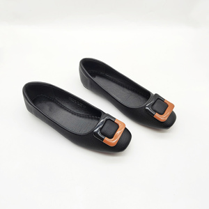 Scarpe basse pieghevoli da donna <span class=keywords><strong>con</strong></span> fibbia quadrata nera, comode <span class=keywords><strong>ballerine</strong></span> casual. - Product Image 5
